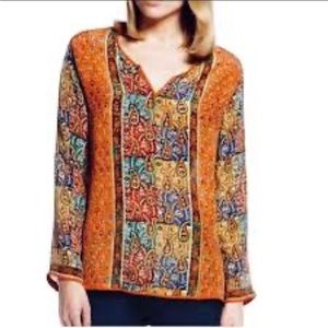 Anthropologie Size X-Small Feathers by Tolani Camilla paisley boho print Top